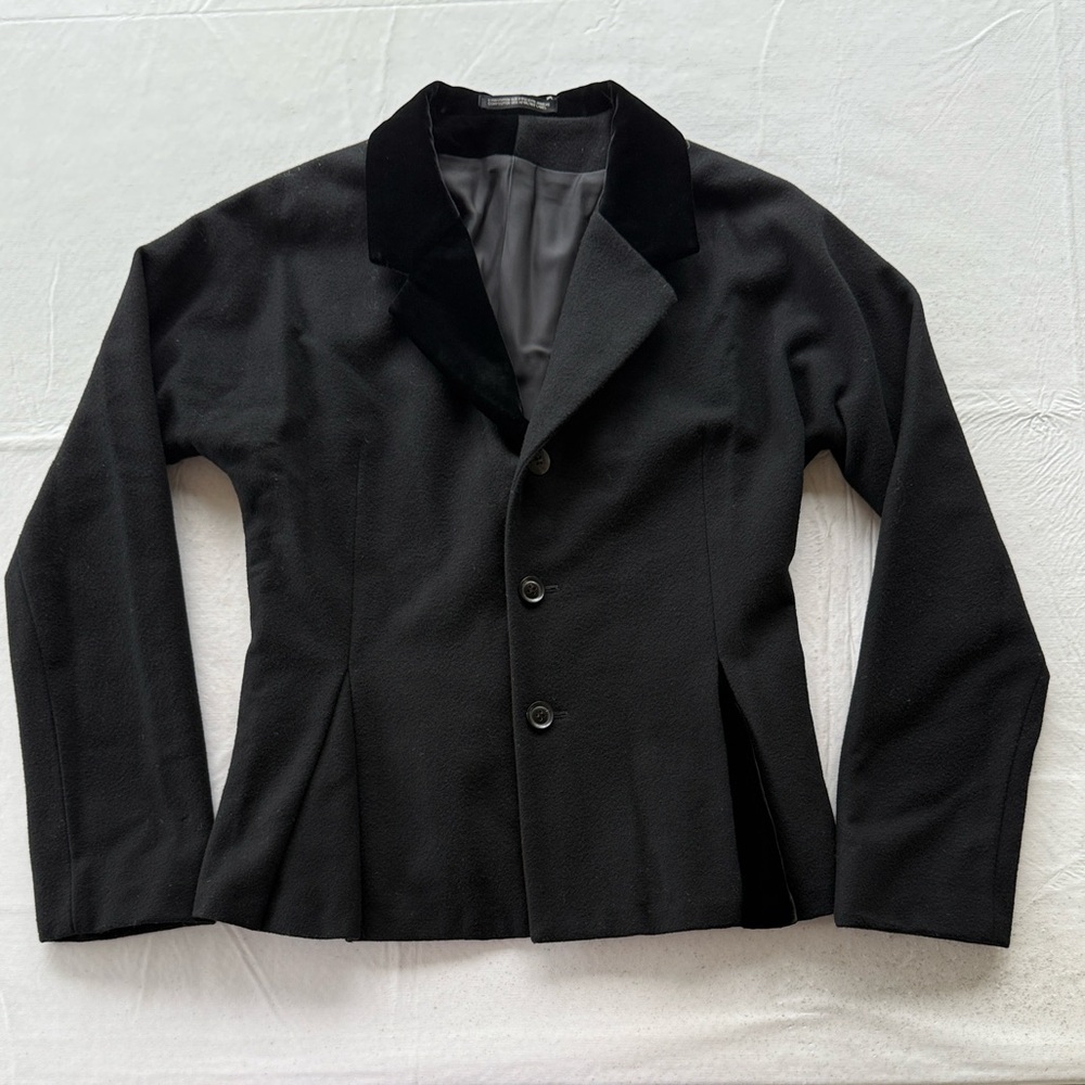 Yohji Yamamoto Noir black wool and velvet unique jacket